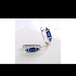 18k white gold S925 faceted crystal earrings